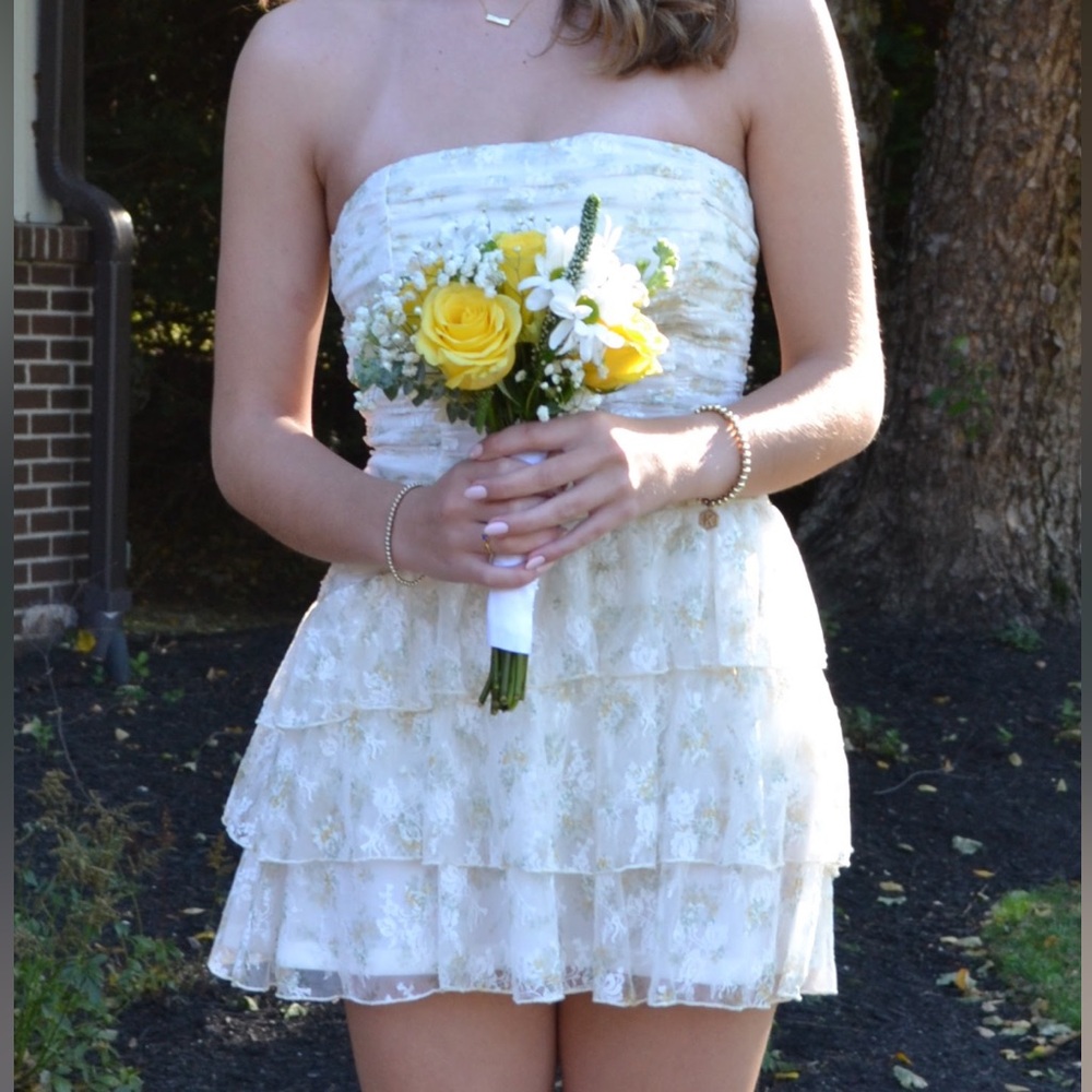 Windsor Cream Floral Ruffle Mini Dress